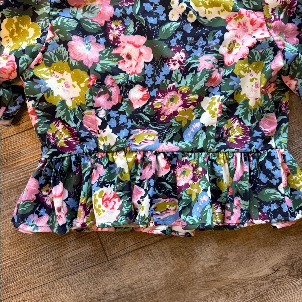 Endless Rose Multicolor Floral Peplum Blouse - Picture 6 of 6